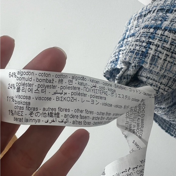 NWT ZARA Doublebreasted Blue Tweed Pinafore Playsuit Dress - Picture 14 of 15